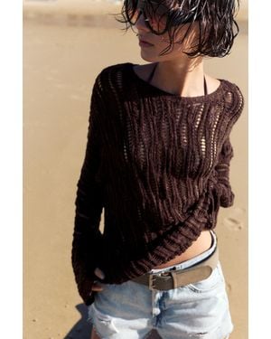 Pull&Bear Pullover Mit Lockeres Strickmuster - Braun