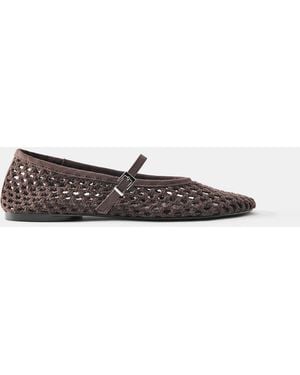 Pull&Bear Crochet Ballerina Shoes - White