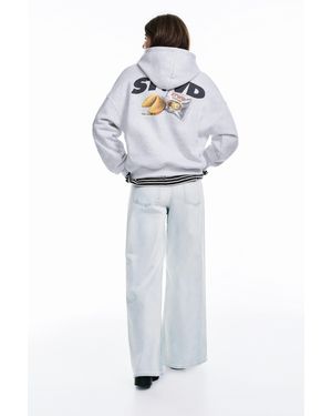 Pull&Bear Stwd Fortune Cookie Hoodie - White