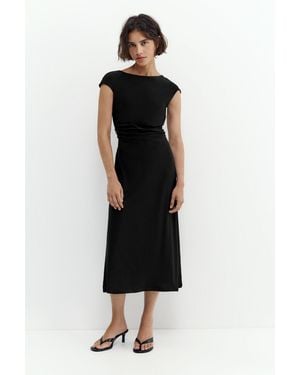 Pull&Bear Open Back Midi Dress - Black
