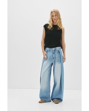 Pull&Bear Pleated Balloon Fit Jeans - Blue