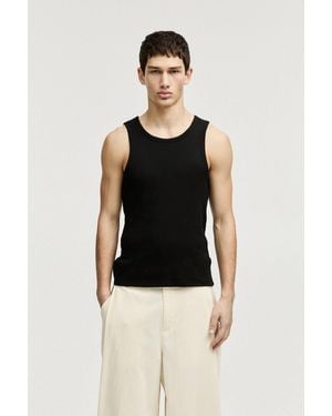 Pull&Bear Ribbed Tank Top - White