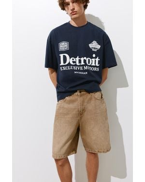 Pull&Bear Detroit Boxy T-Shirt - Blue