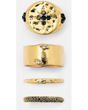 Pull&Bear Pack Of 4 Boho Rings - Metallic