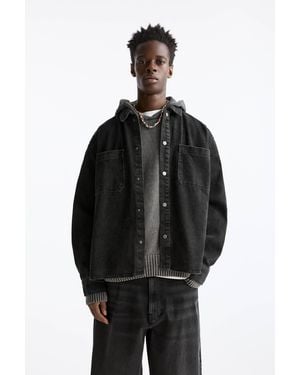 Pull&Bear Overshirt With Utility Pockets - Black