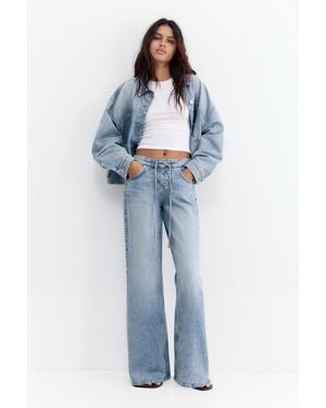 Pull&Bear Low-Rise Corsair Jeans - Blue