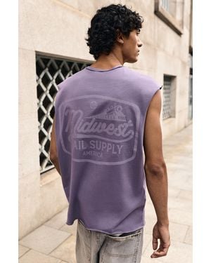 Pull&Bear Midwest Graphic Tank Top - Purple