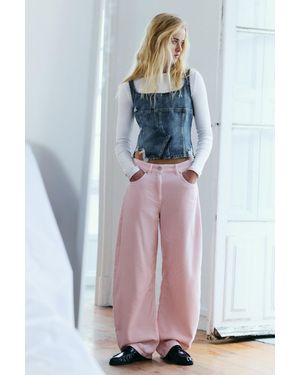 Pull&Bear Corduroy Barrel Trousers - White