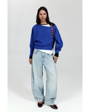 Pull&Bear Asymmetric Knit Jumper - Blue