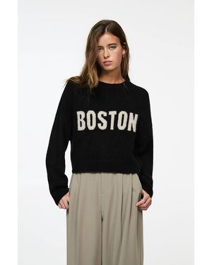 Pull&Bear Jacquard-Pullover Boston - Schwarz