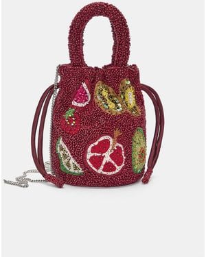 Pull&Bear Beuteltasche Mit Perlen - Rot