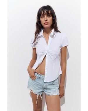 Pull&Bear Mini Ripped Denim Shorts - White