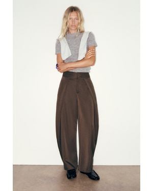 Pull&Bear Balloon Fit Darted Trousers - White