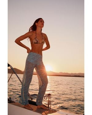 Pull&Bear Gerade Hose Mit Wellenmuster - Blau