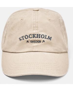 Pull&Bear Monaco Embroidered Cap - Natural
