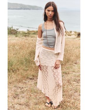 Pull&Bear Asymmetric Midi Skirt - Natural