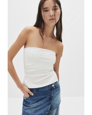 Pull&Bear Bandeau Top With Split - White