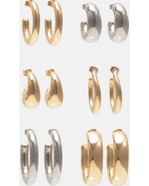 Pull&Bear Pack Of 6 Pairs Of Hoop Earrings - Metallic