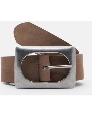 Pull&Bear Belt With A Large Buckle - Brown