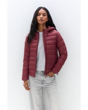 Pull&Bear Lightweight Puffer Jacket With Hood - Red