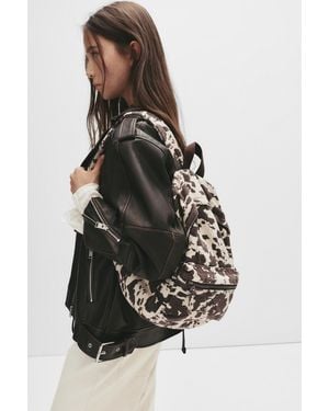 Pull&Bear Canvas-Rucksack Mit Kuhmuster - Schwarz