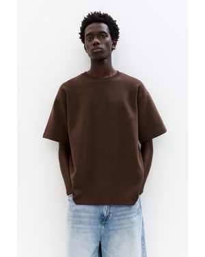 Pull&Bear Basic Short Sleeve Sweatshirt - Brown