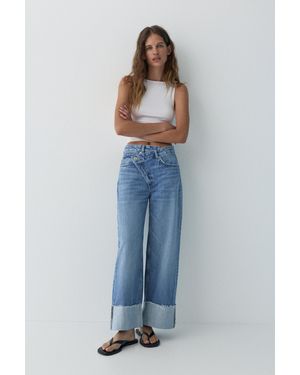 Pull&Bear Baggy Jeans With Crossover Waistband - Blue