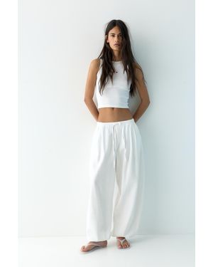 Pull&Bear Sarouel Trousers With Elasticated Waist - Black