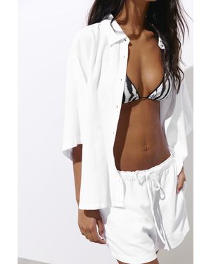 Pull&Bear Linen Blend Shorts - White