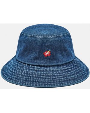 Pull&Bear Embroidered Denim Bucket Hat - Blue