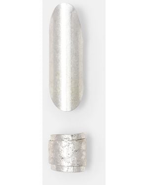 Pull&Bear 2-Pack Of Hammered Rings - White