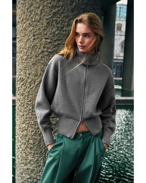 Pull&Bear Zip-Up Cardigan - Green