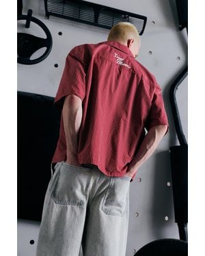 Pull&Bear Short Sleeve Check Shirt - Red