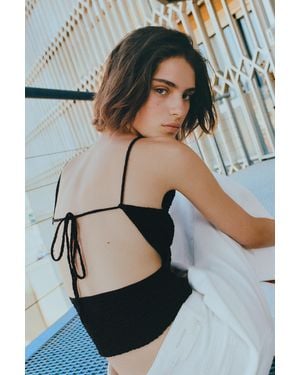 Pull&Bear Open-Back Halter Top - Black