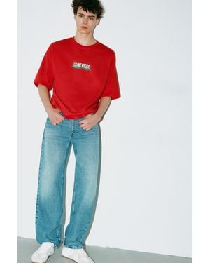 Pull&Bear One Piece Relaxed Fit T-Shirt - Red