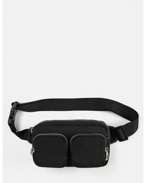 Pull&Bear Nylon Belt Bag With Pockets - Black