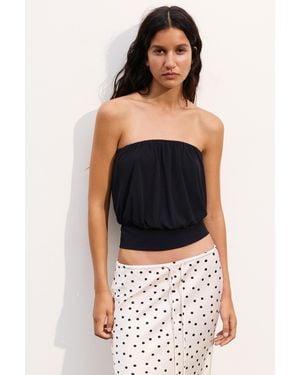 Pull&Bear Strapless Top With Waistband - Black