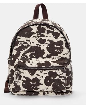 Pull&Bear Cow Canvas Backpack - Black