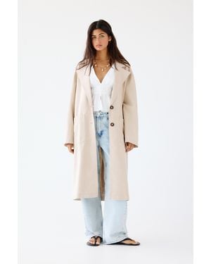 Pull&Bear Long Rustic Coat - White