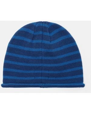Pull&Bear Striped Beanie - Blue