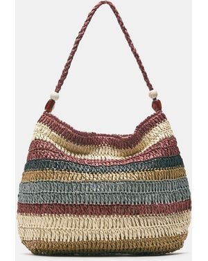 Pull&Bear Geflochtener Shopper Mit Streifen - Grau