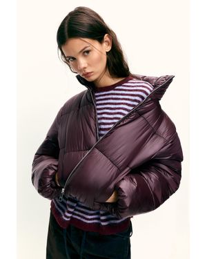 Pull&Bear Puffer Jacket With A Shimmery Finish - Purple
