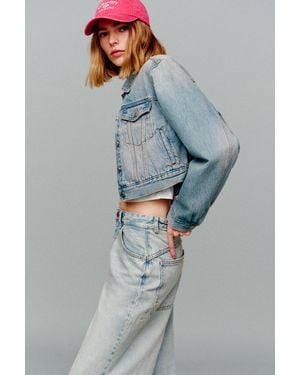 Pull&Bear Cropped Denim Jacket - Blue