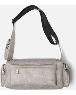 Pull&Bear Distressed Effect Maxi Crossbody Bag - White