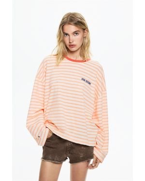 Pull&Bear Long-Sleeve Striped T-Shirt - Natural