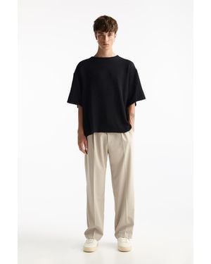 Pull&Bear Tailored Fit Wide-Leg Trousers - Black