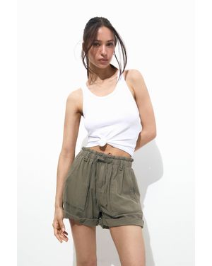 Pull&Bear Rustic Paperbag Shorts - Green