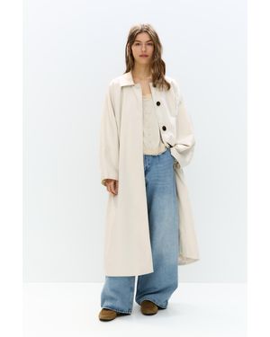 Pull&Bear Oversize Trench Coat With Wide Sleeves - White