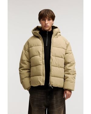 Pull&Bear Hooded Stwd Puffer Jacket - Natural