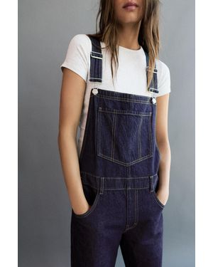 Pull&Bear Long Denim Dungarees - Blue